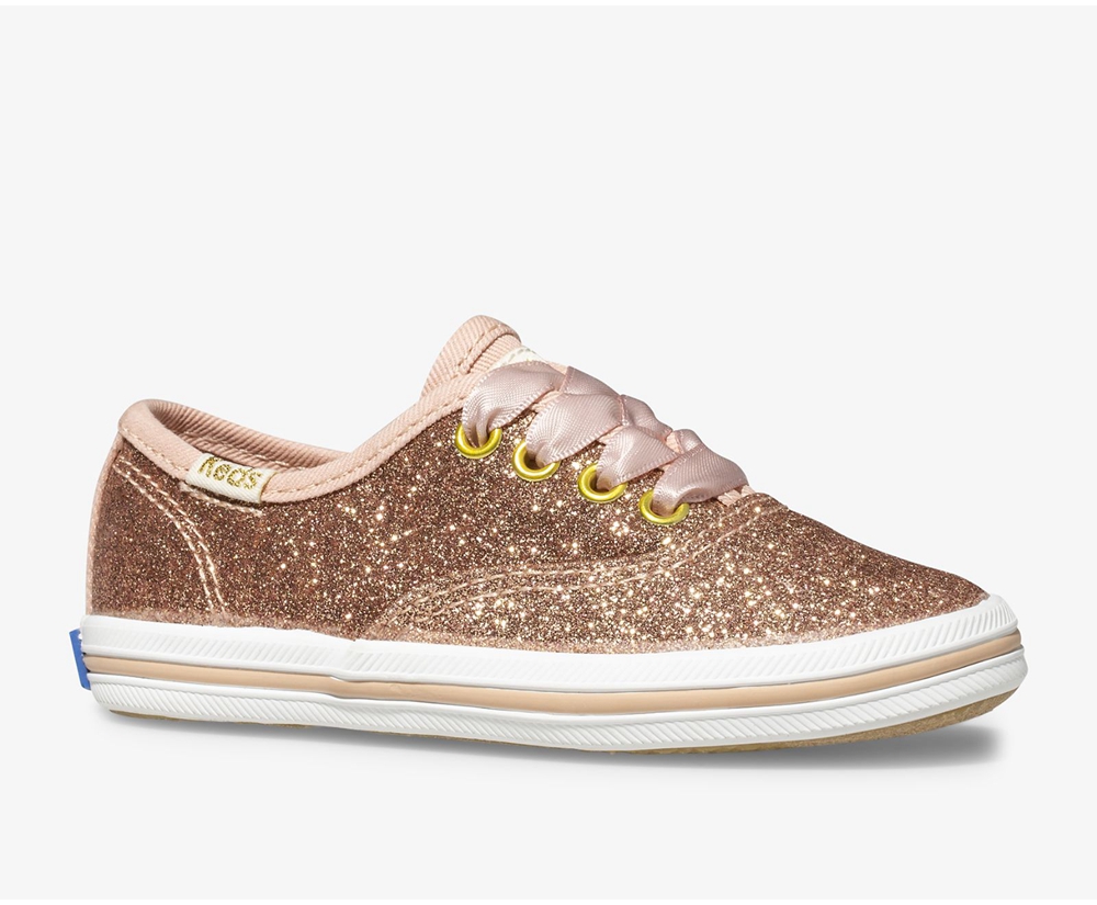 Πανινα Παπουτσια Παιδικα - Keds Kate Spade New York Champion Glitter - Ροζ Χρυσο Χρωμα - EICAS2705